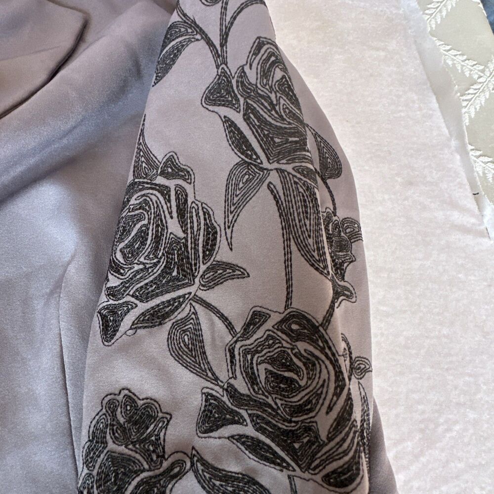 DG2 Diane Gilman Floral Embroidered Gabardine Blazer Jacket Slate Size M - Picture 12 of 16